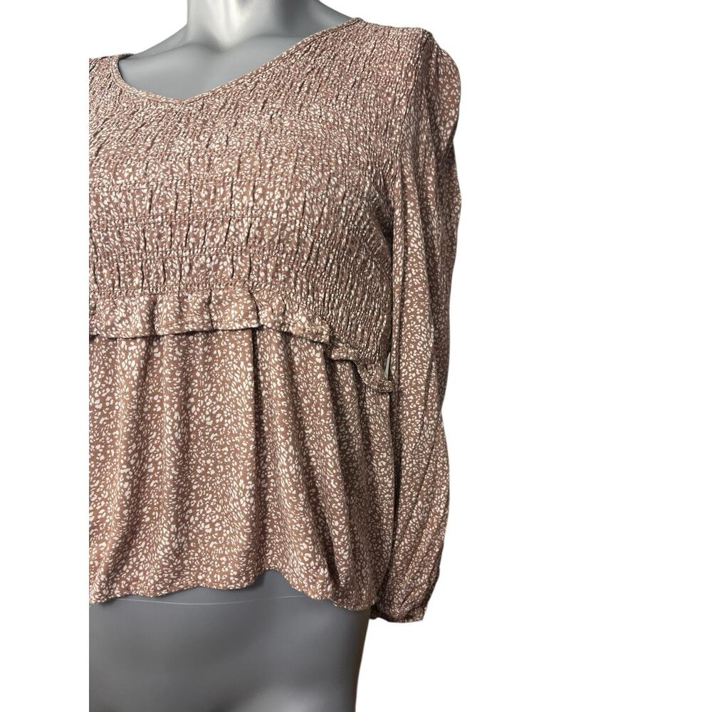 Babydoll Top Women's Brown Floral Smocked Y2K Urban Romantics Small Romantic - Picture 4 of 9